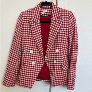 Red and White Checkered Women's Blazer
